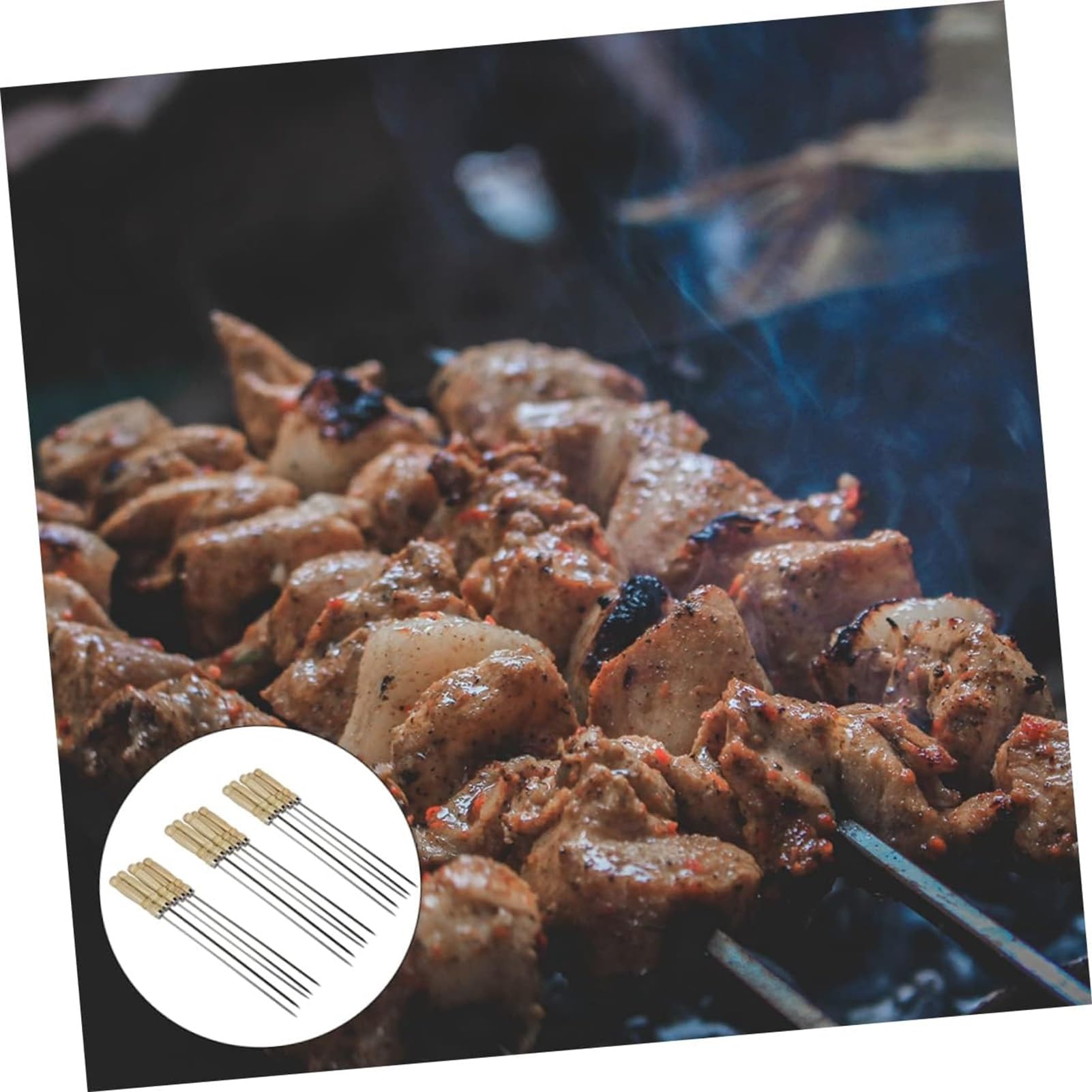 Spiedini di Kabob, spiedini Piatti alla griglia in Acciaio Inossidabile, con Comoda Impugnatura in Legno, for Cocktail, Barbecue, Barbecue, Frutta, 10 Pezzi (Size : 100)