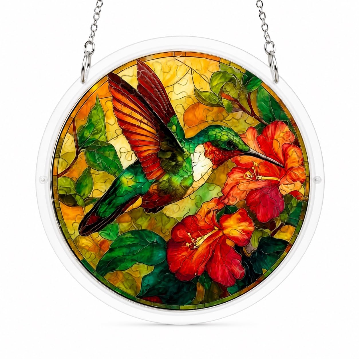 Acrylic Jigsaw Puzzle Suncatcher Ornaments - Garden Window Hanging Sun Catcher Ornament - Hummingbird Art Decor - Gifts for Women Mom-image-33