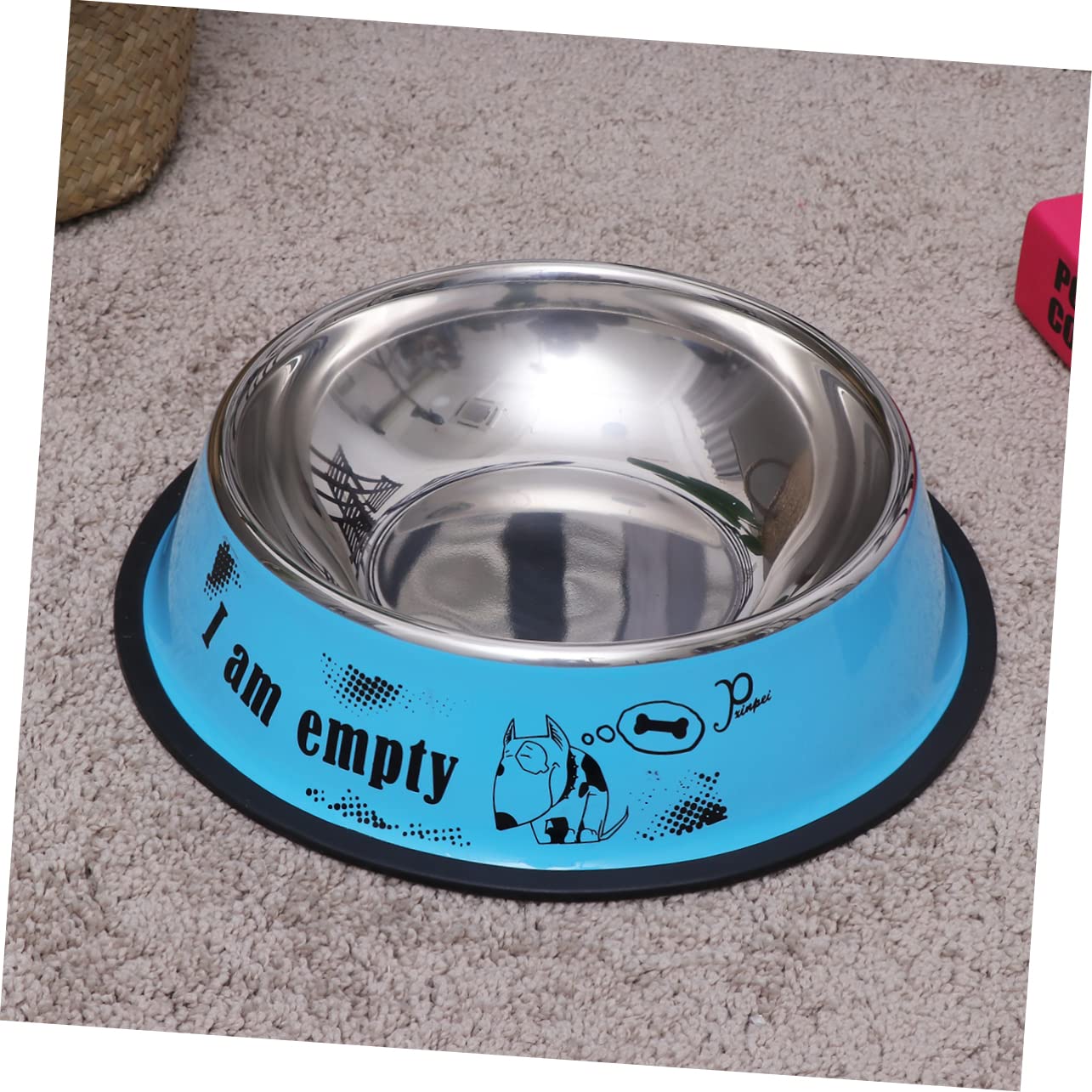 Mipcase 2piezas Comedero Antideslizante De Acero Inoxidable para Perros Cuenco De Alimentos De Pintura No Deslizante para Retriever Azul