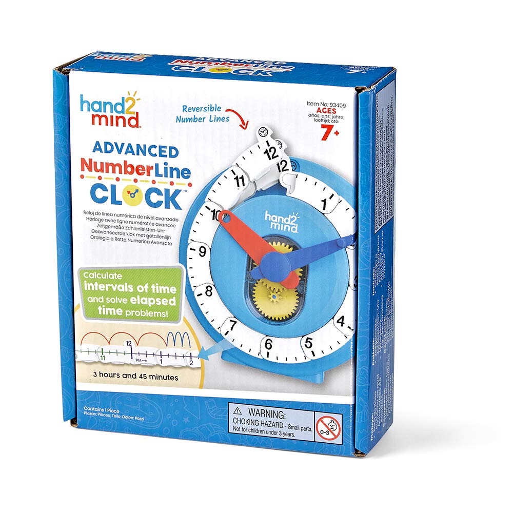 Learning Resources Orologio a Retta Numerica Avanzato per imparare a leggere l’ora, Risorse didattiche matematiche per leggere l’ora, Orologio analogico per bambini