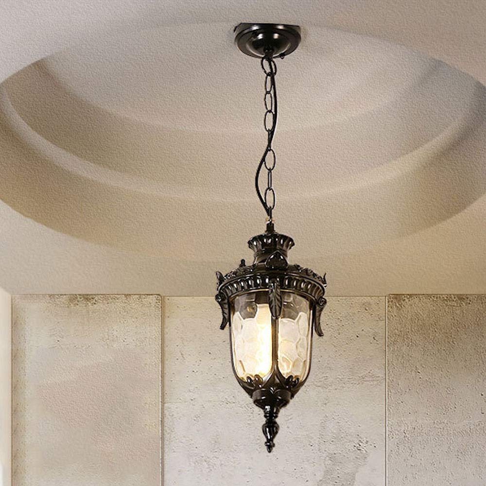 HELCEKOU E27 European Style Outdoor Waterproof Chandelier Garden Aisle Villa Gazebo Balcony Hanging Ceiling Light American Creative Simple Courtyard Corridor Interesting