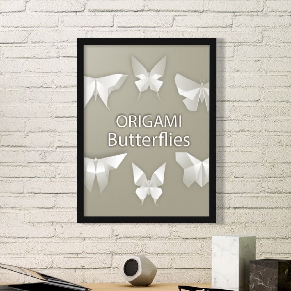 Cadre photo origami papillon blanc en bois noir pour embellir un mur vide sans effort