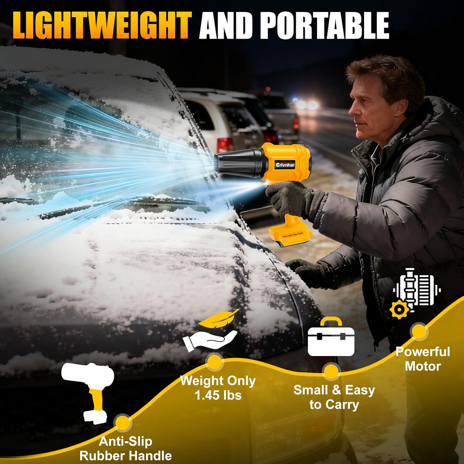 Cordless Leaf Blower Compatible for Dewalt 20V Battery – Brushless Motor(Tool Only), 36,000 RPM Variable Speed Mini Garden Blowers with LED + 2 Nozzles, for Wet Leaves, Debris, Driveway, Lawn