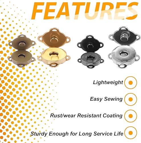 Miniatura 9 de 32 juegos de cierres de botón, cierre de botón, cierre de bolsa, botón redondo para cierre de ropa, bolso de mano, coser manualidades (0.716