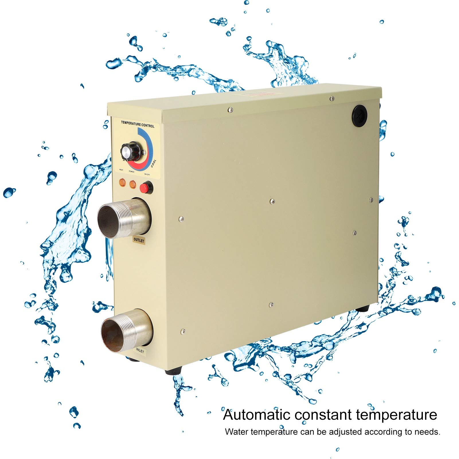 FTVOGUE Calentador de Agua Eléctrico con Termostato de 5,5 KW, Control Automático de Temperatura de Acero Inoxidable, Ideal para Piscinas Pequeñas, SPA y