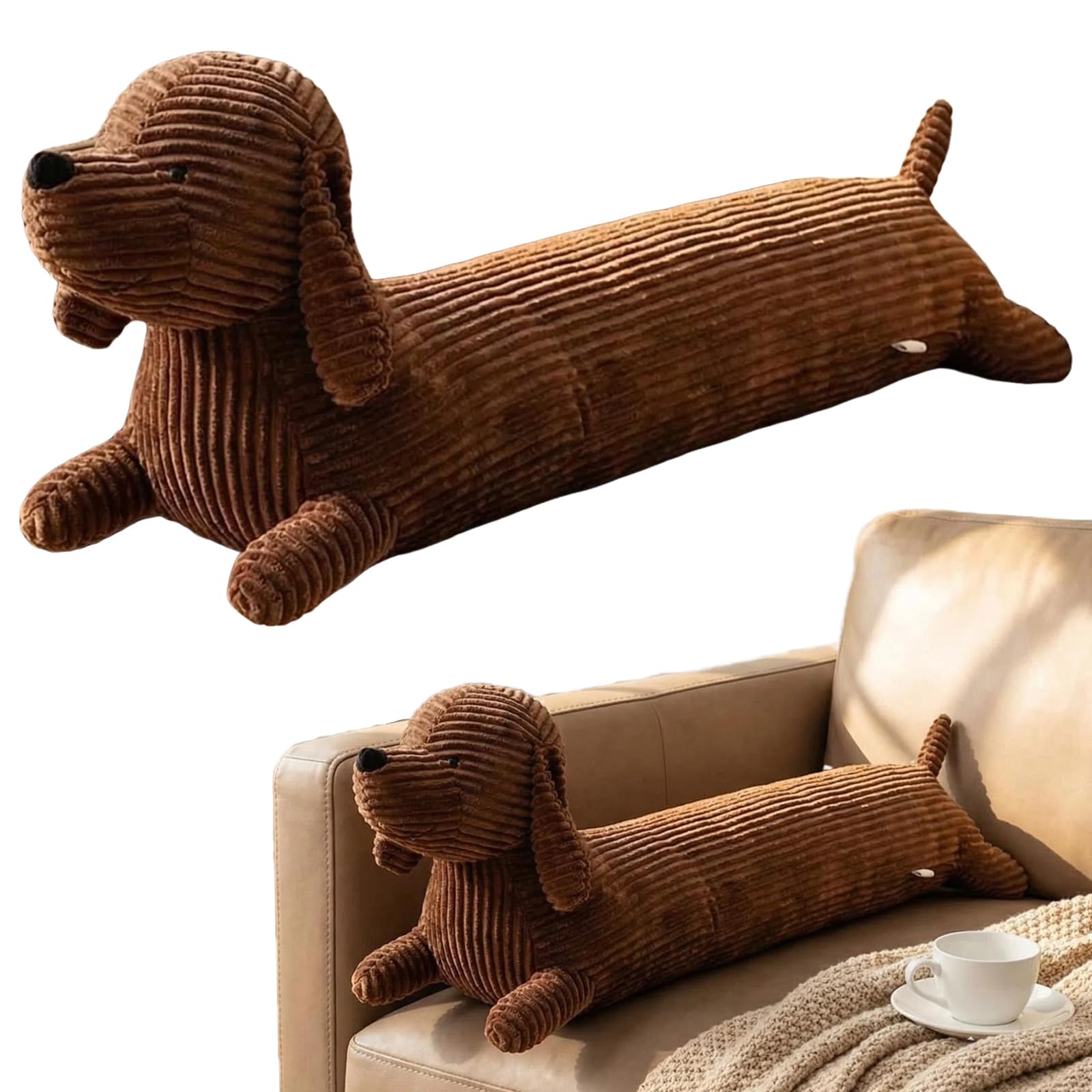 Cuscino a forma di bassotto, 50 cm, lungo in peluche per cani, morbido cuscino per chi dorme sul fianco, per divano, letto, cuscino morbido e regalo per bambini e adulti