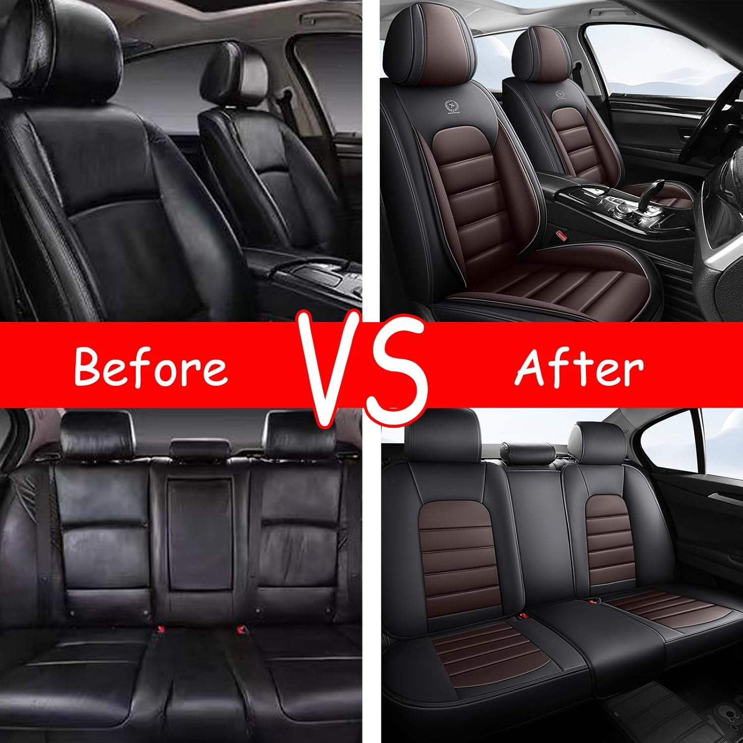 Seat Covers for Toyota Corolla 2006-2025,Full Set Leather Car Seat Covers,Waterproof Seat Protectors Auto Seat Covers,Breathable Nonslip Interior Cover Seats for Cars(Black Coffee)
