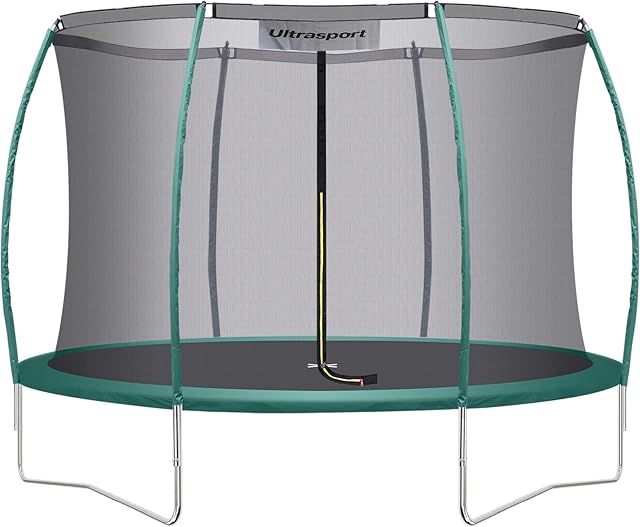 Ultrasport Trampoline, Ø 244/305/366/430cm, TÜV + GS certified, Springs, Springless, Elastic Rope System, Round Garden Trampoline, Incl. Padded Poles, Safety Net And Edge Cover
