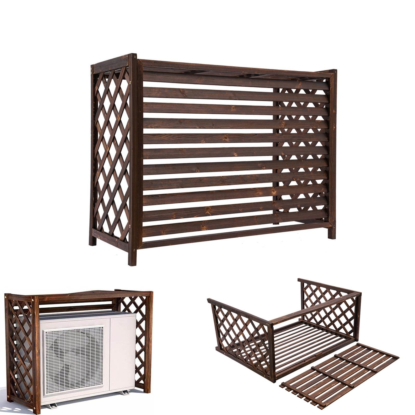 Pianta in legno resistente alle intemperie per condizionatori d'aria e pompe di calore, antiruggine, griglia esterna in resina Corros (115 x 54 x 95 cm) - ideale per uso esterno e protezione