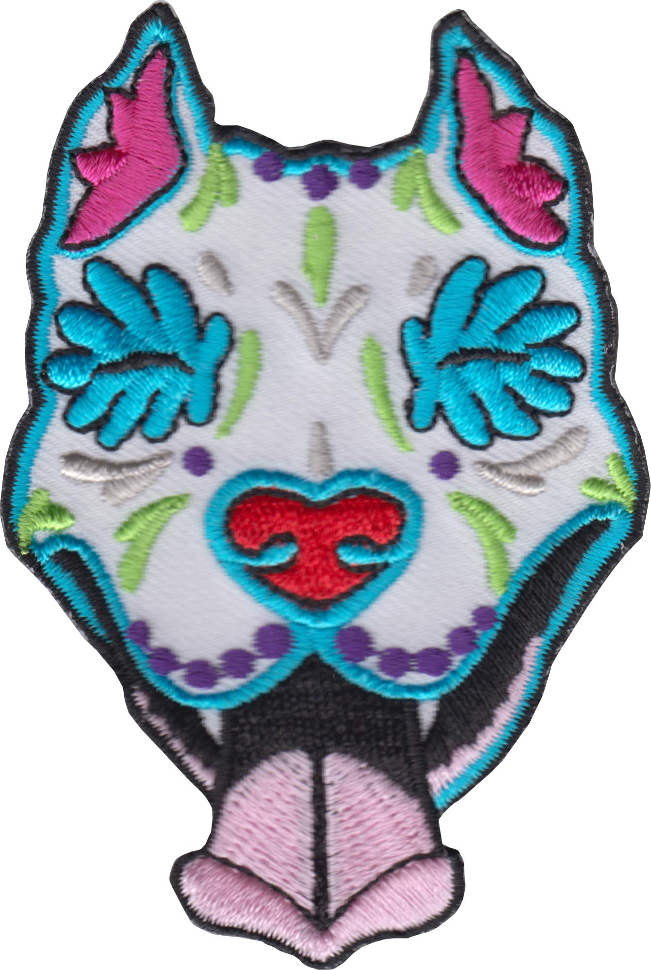 CALI, SLOBBERING Pit Bull - Original Artwork, Embroidered Iron On Patch, 3.5"