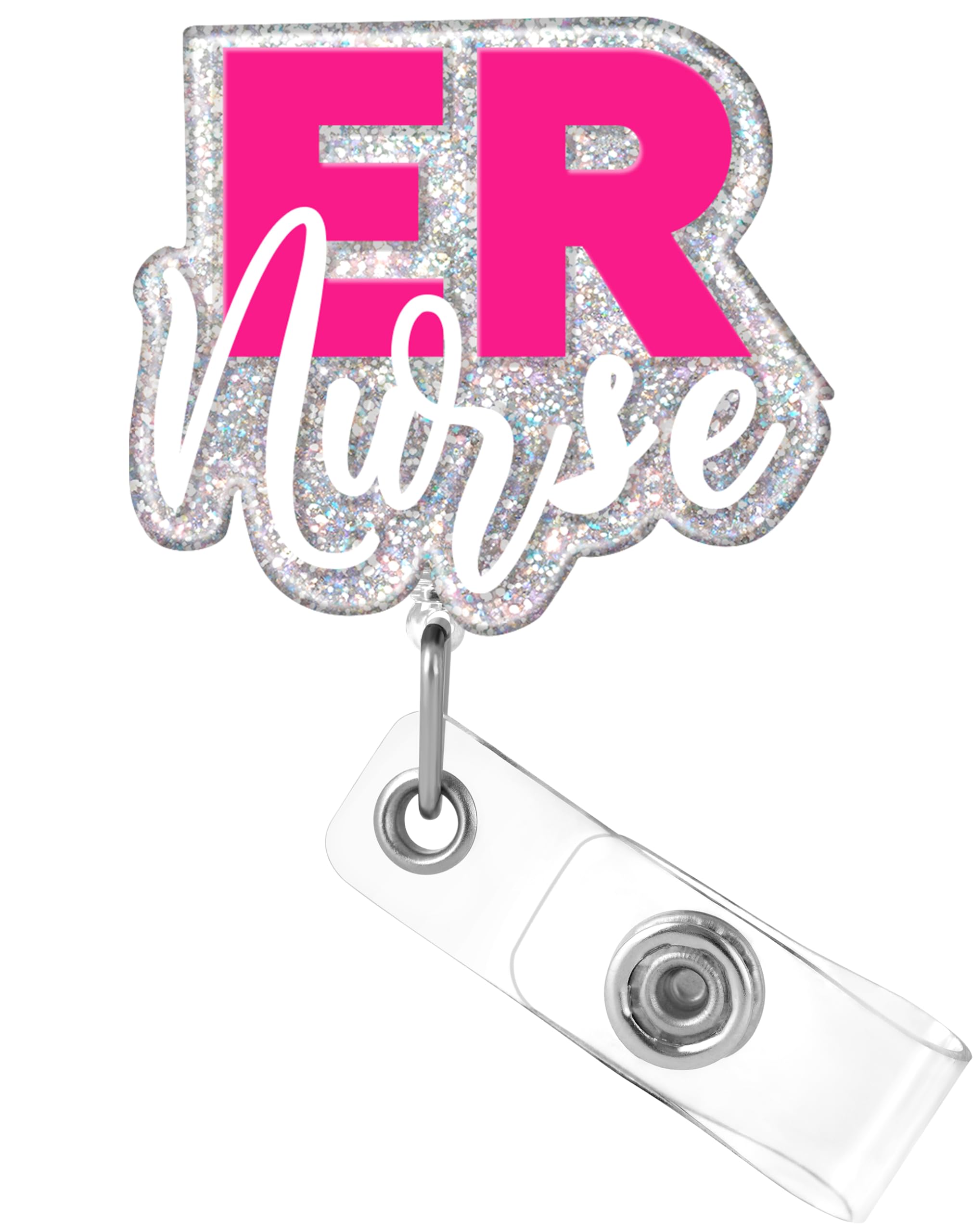 Plifal ER Nurse ID Badge Reel Holder Retractable - Alligator Clip for Nursing, Rose Cute Emergency Room Acrylic Name Tag Reels Hospital Student Work