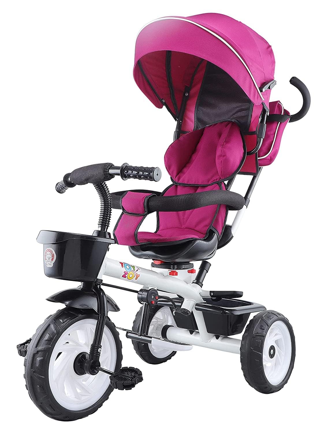 JoyRide Plug N Play Kids/Baby Tricycle with Parental Control, Storage Basket, Canopy, Cushion Seat and Seat Belt with Safety Guard for 12 to 48 Months Boys/Girls/Carrying Capacity 30 Kgs