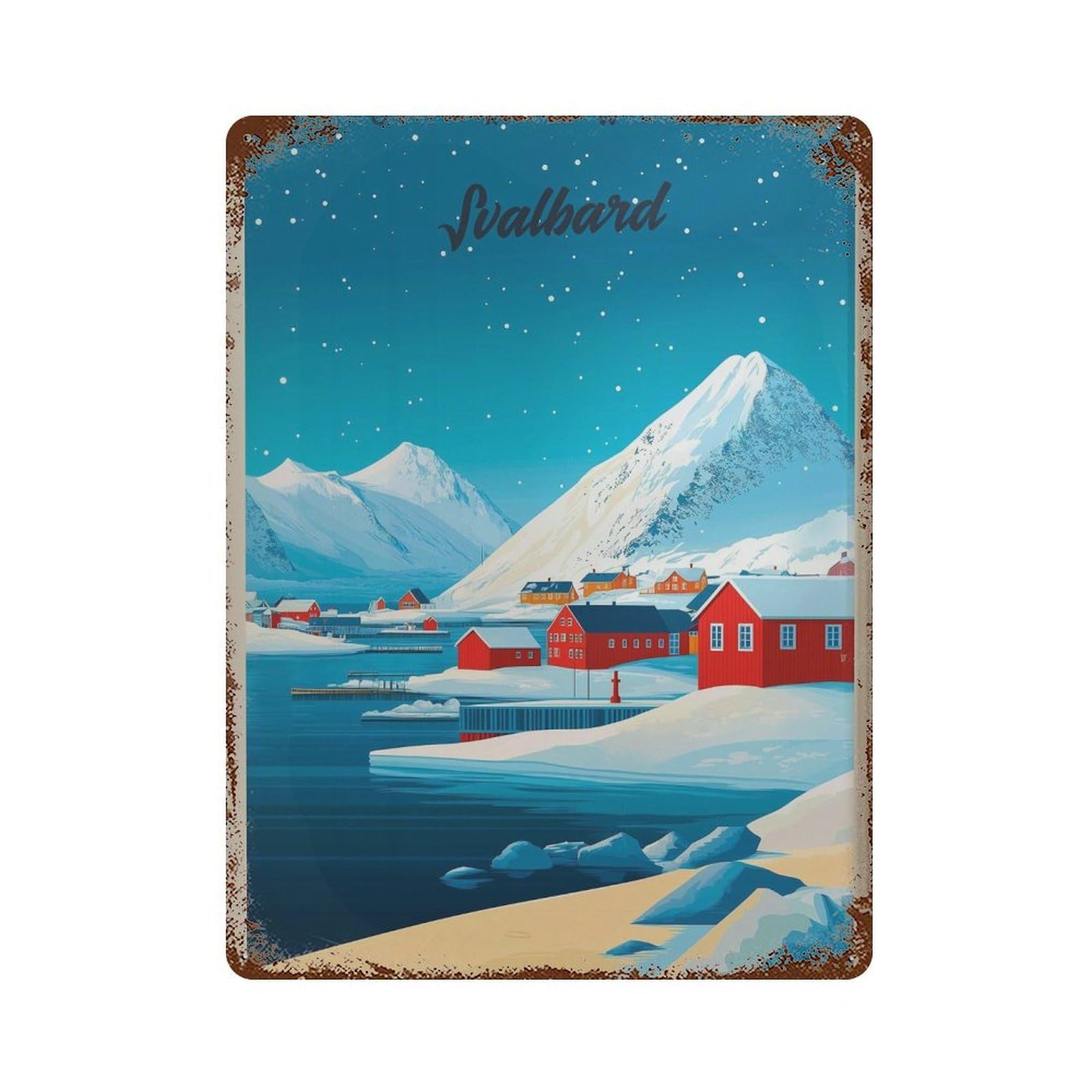 xiaoxiaoshen Svalbard Norway Travel Arctic Winter Landscape Wall Decor Art Metal Tin Poster Modern Home Decor Art Home Bar Shop Decorations Vintage Sign 40x30cm