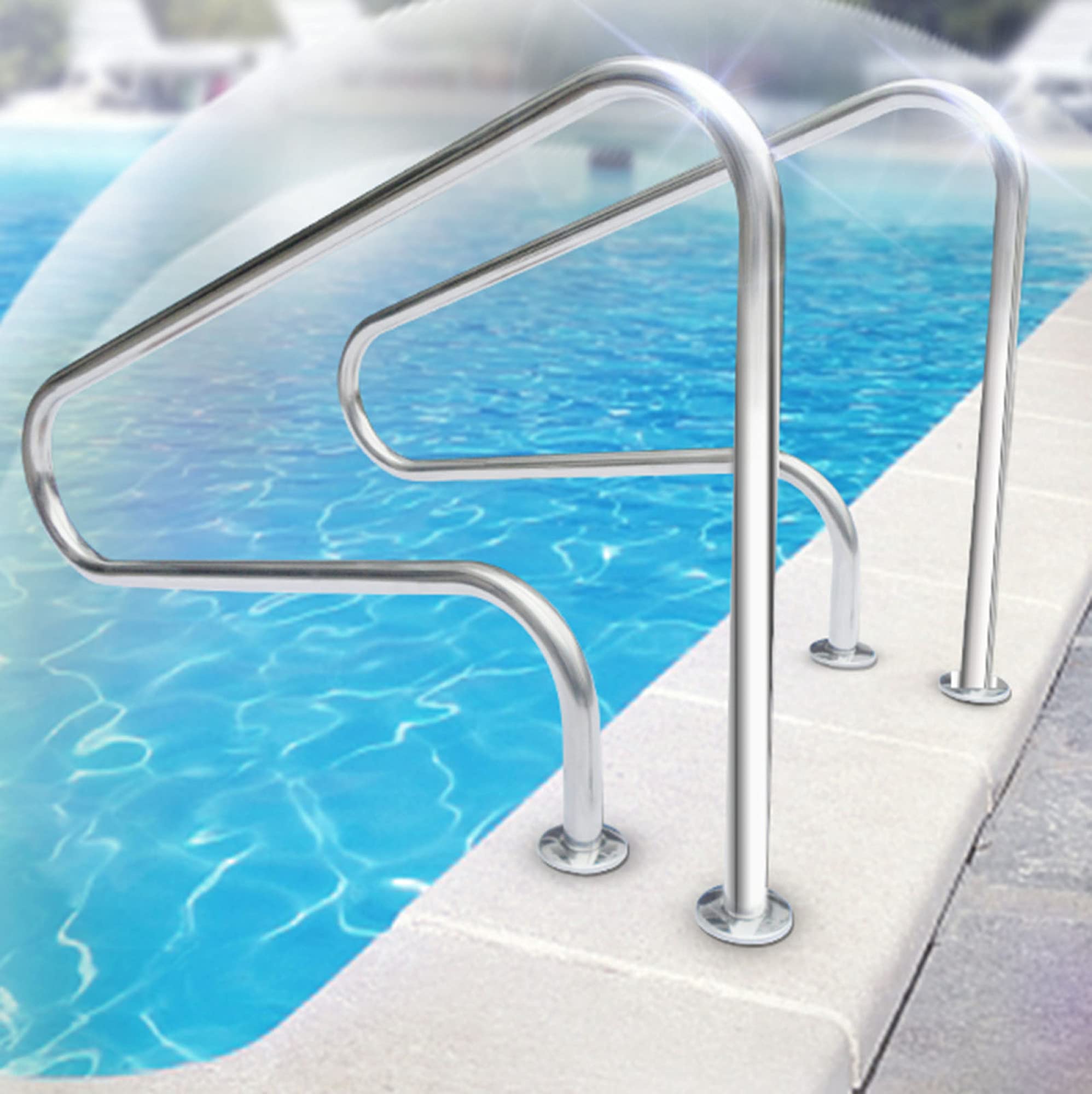 Pasamanos de Piscina, manijas de Piscina de Acero Inoxidable 304, barandillas de Seguridad para Pendientes, adecuadas para escalones Interiores y Exteriores, sin incrustar, 1PCS /