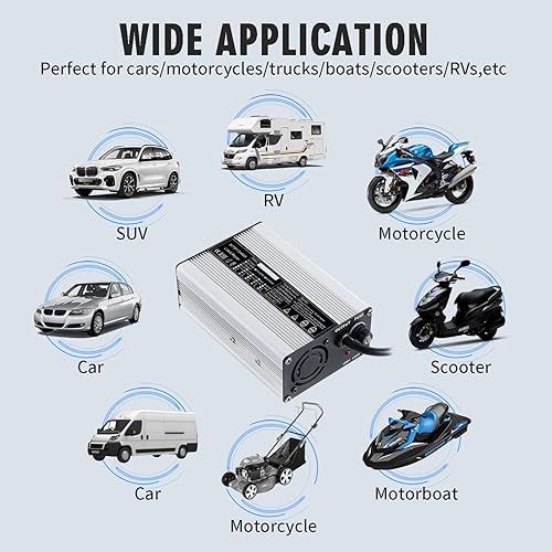 Miniatura 5 de LiFePO4 Cargador de batería 36V43.8V 8A Batería de fosfato de hierro de litio Cargador inteligente 110V 120V 400W para 12S 36V con ventilador de