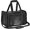 Cat Carrier Dog Carrier Portable Pet Carrier, Soft Sided Cat Carrier Medium Small Airline Approved, Foldable Bunny Puppy Carrier up to 15lbs, Cat Bag for Travel(Black,Medium)