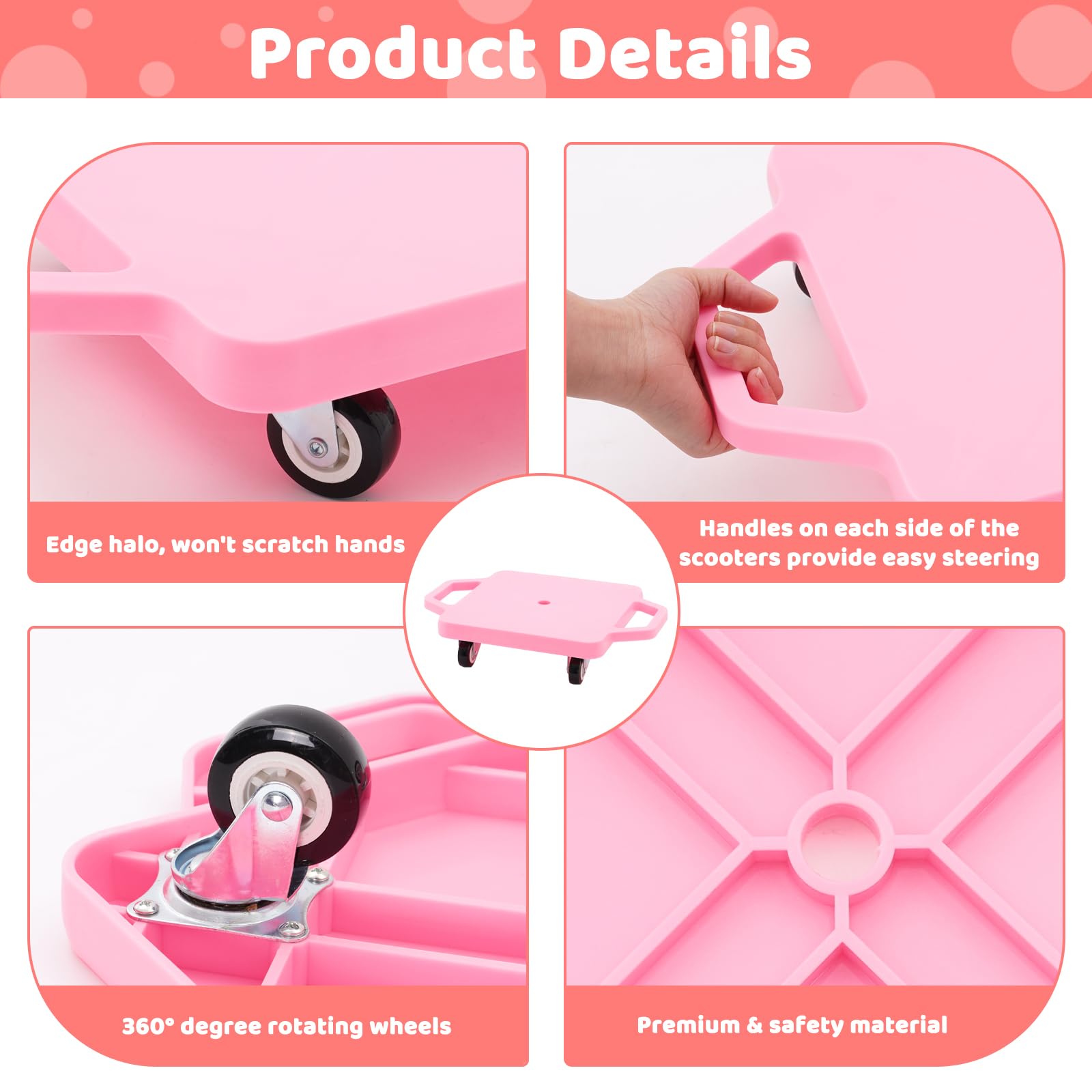 Ark miido Kids Sitting Scooter Board with Handles Swivel Casters Square Plastic Floor Surfer for Gym Class Children Physical Education Home Use