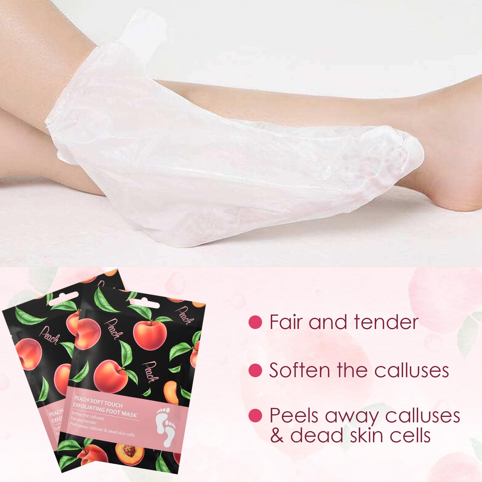 Maschera per i piedi Confezione da 2 calzini per calli, calzini per rimozione calli pesca, ripara i talloni e rimuove i calli dei piedi secchi e morti Maschera per i piedi Maschera peeling