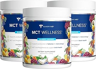 MCT Wellness Powder to Support Energy, Ketone Production and Brain Health, Keto Friendly, Sugar Free (90 Day Supply, Blueberry Lemonade)
