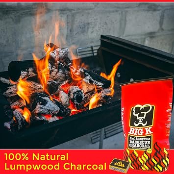 Lumpwood Charcoal for BBQ, Smoking and Grilling Long-Lasting Restaurant Grade Charcoal-Odorless & Non-Toxic (10KGS)