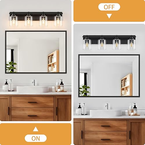 Miniatura 23 de 3 lámparas modernas de baño sobre el espejo, luces de tocador de oro negro para apliques de pared de baño con pantallas de vidrio blanco lechoso