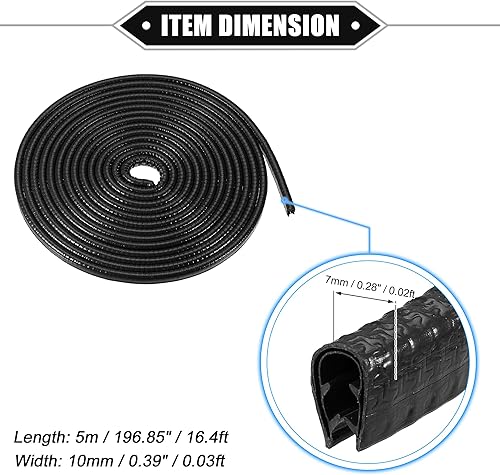 Miniatura 6 de Protector de borde de puerta de automóvil, 16.4 pies en forma de U, borde de goma, protector universal para automóvil, camión, ATV, barco,