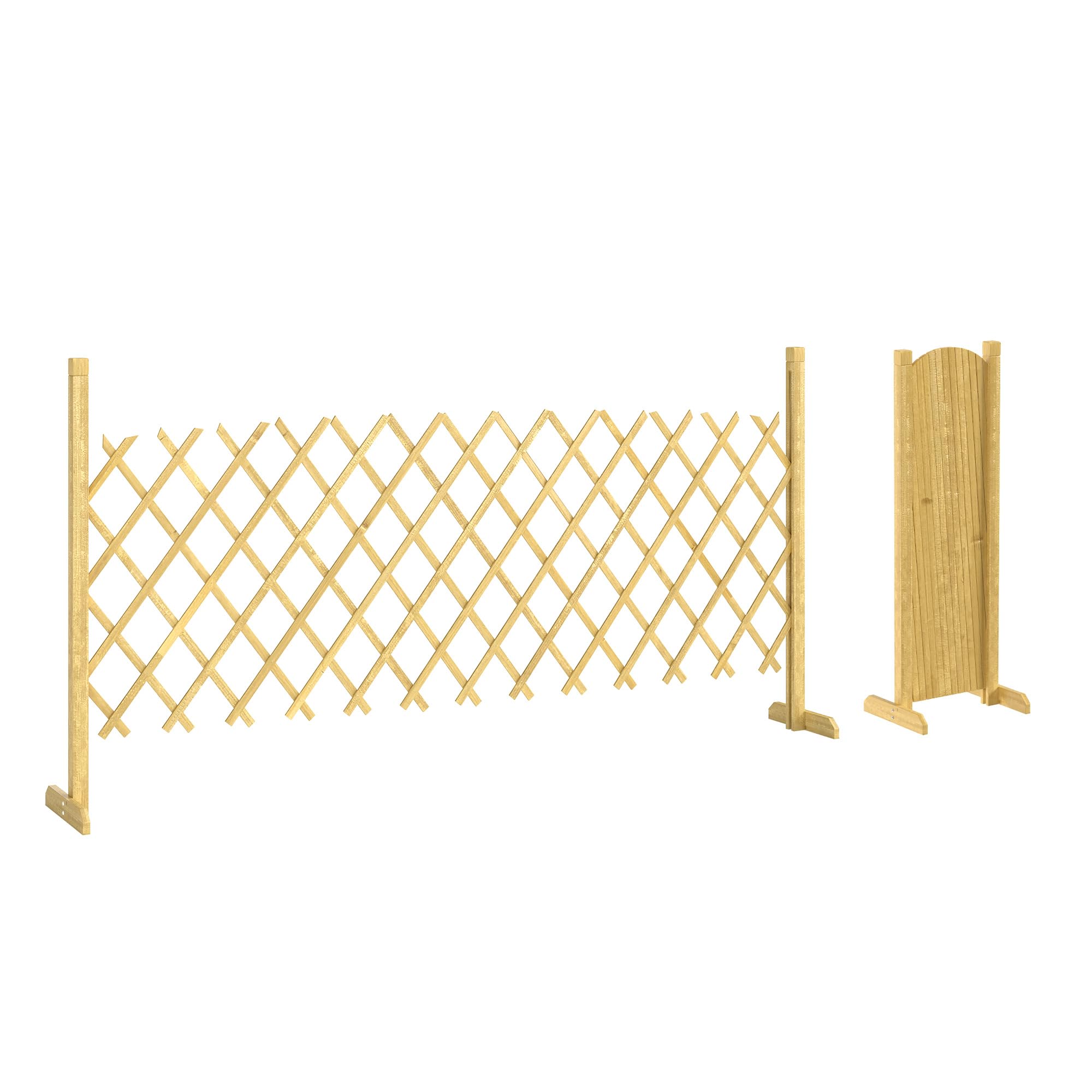 Outsunny Barriere Extensible en Bois de Sapin 180 cm, Base stable, Clôture de Jardin en bois pour Intérieur Extérieur Balcon Jardin, Naturel