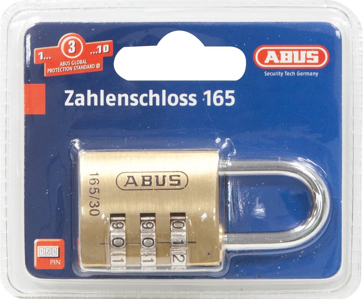 ABUS 20131 Brass Combination Lock 165/30SB, Size: 30 mm