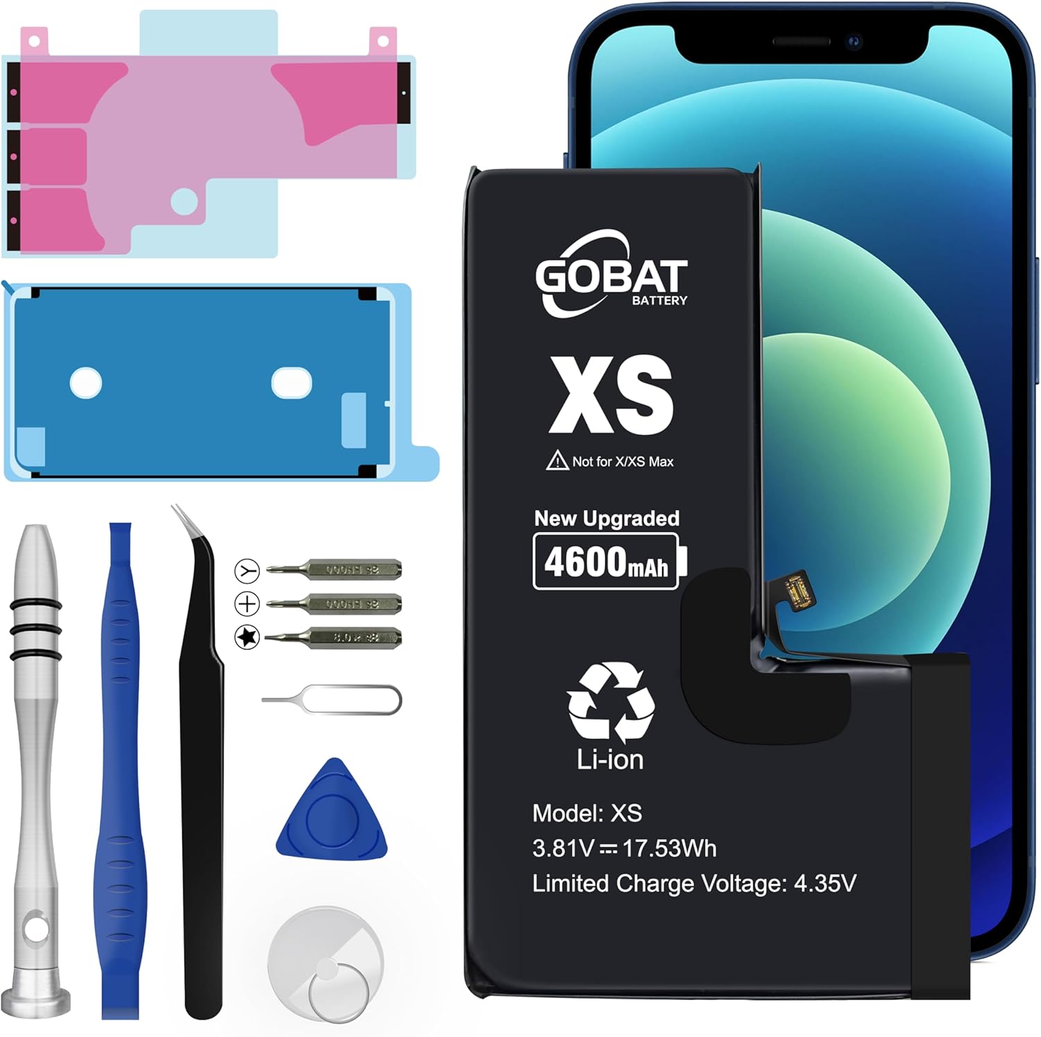 GOBAT Replacement for iPhone Xs Battery,4600mAh High