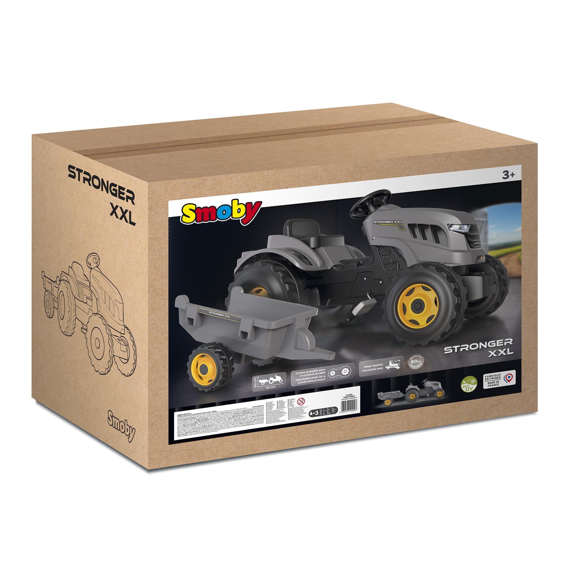 Smoby - Trattore Stronger XXL + Rimorchio, 7600710202, + 3 anni