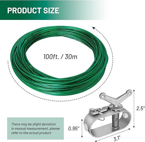 Miniatura 4 de Kit de cable y cabrestante para cubierta de piscina, alambre y trinquete de cubierta de invierno de 100 pies para piscinas redondas ovaladas