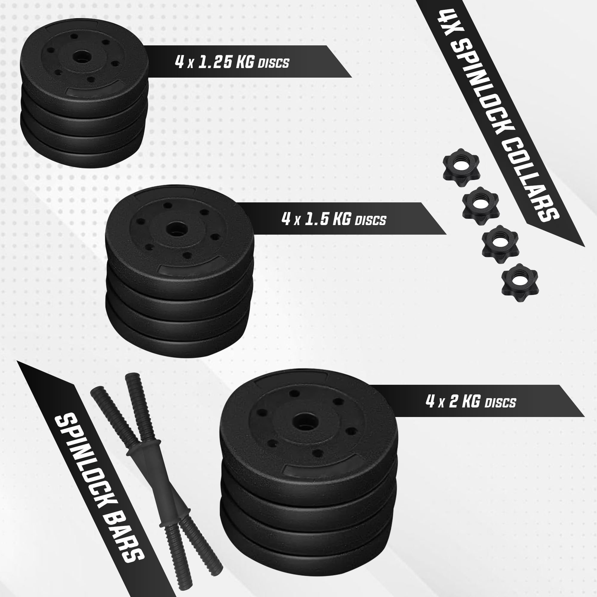 Mancuernas Ajustables, Pesas Ajustables para Gimnasio en Casa, Set de Pesas y Mancuernas para Musculación y Fitness, Entrenamiento de Fuerza, Negro