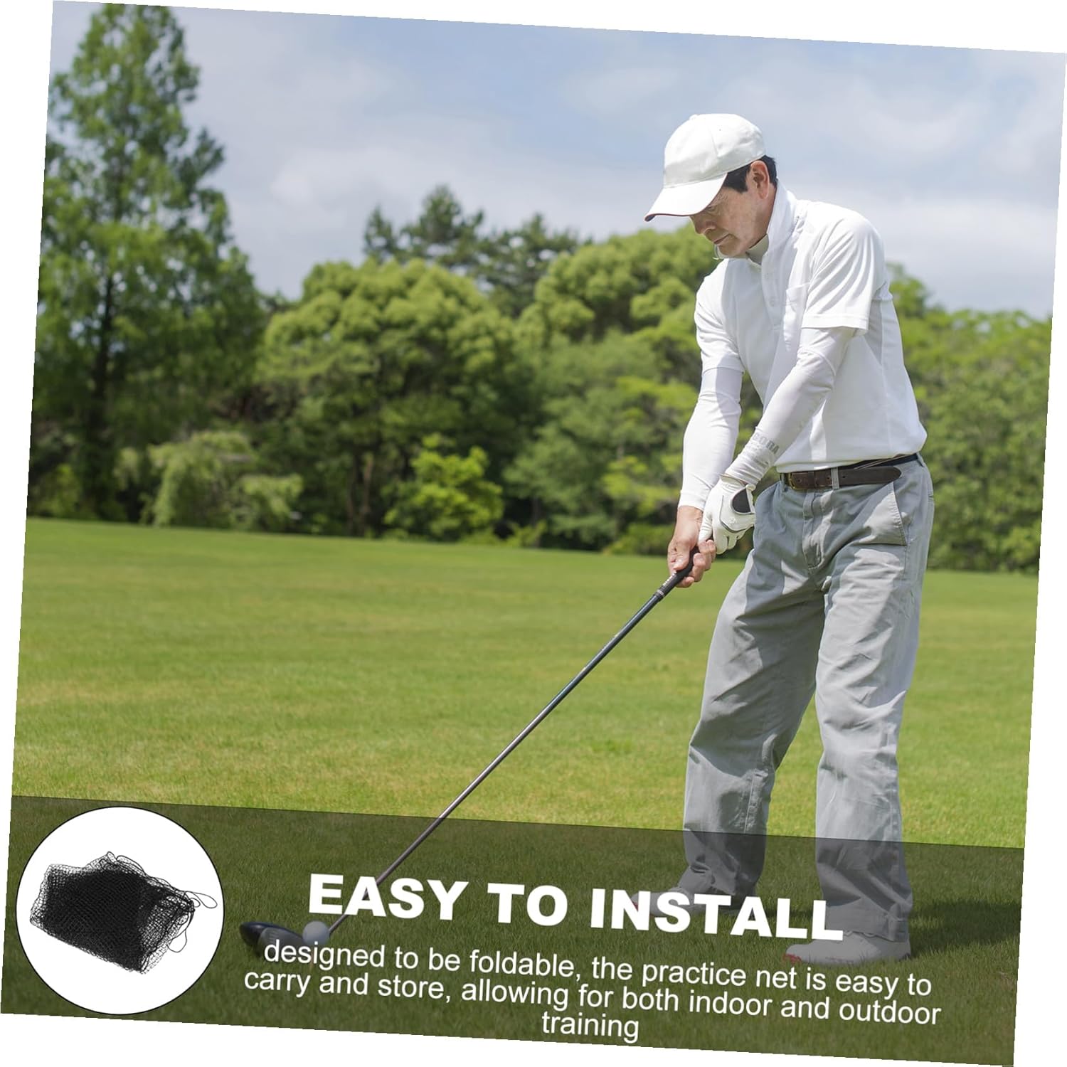 Generic Heavy Duty Golf Hitting Net Cage Foldable Portable Polyethylene Practice Screen for Indoor Outdoor Training Soccer Baseball Basketball Football