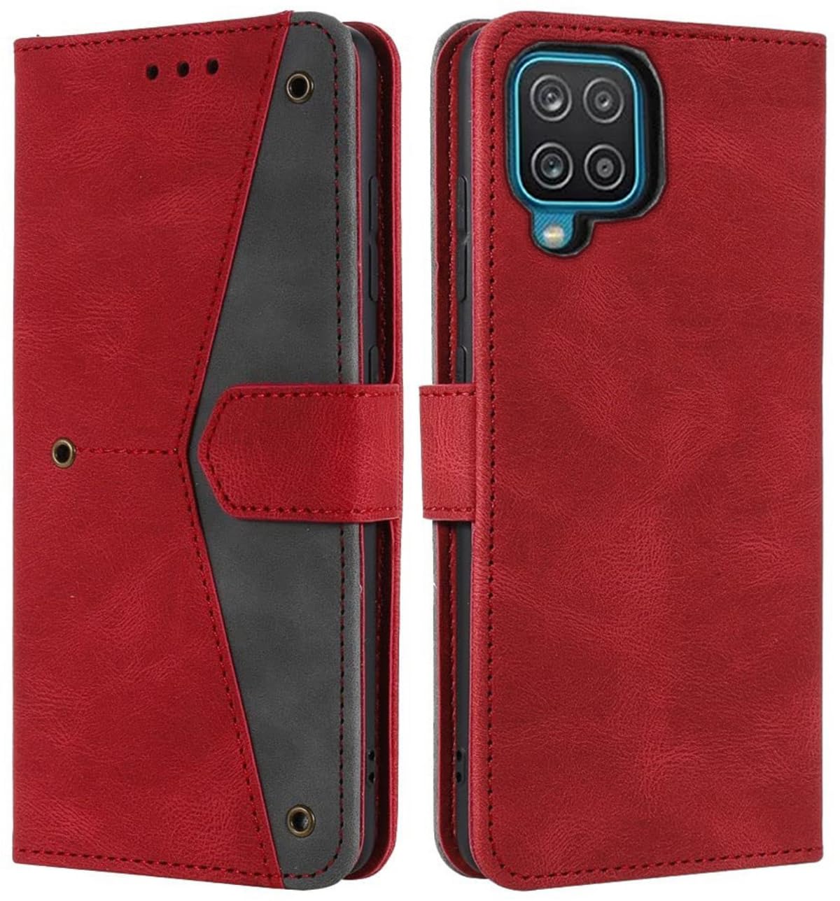 GoldKart Flip Back Cover Case for Samsung Galaxy M12 / A12 / F12| Dual-Color Leather Finish | Inbuilt Stand & Pockets | Flip Cover forSamsung Galaxy M12 / A12 / F12(Faux Leather, Red) (B0DC4PY1Z8) Amazon Price History, Amazon Price Tracker