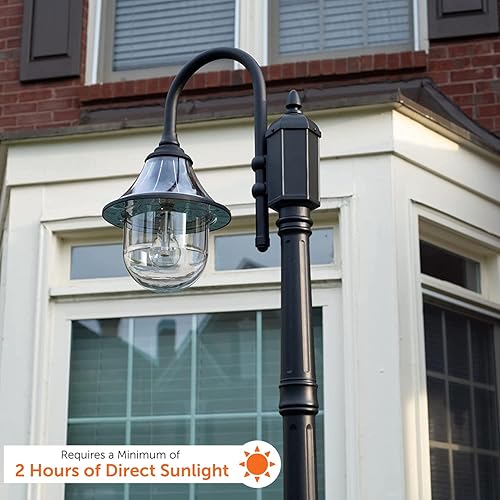 Miniatura 3 de GAMA Sonic Orion - Kit de luz solar para exteriores, de resina negra, estilo industrial, poste de aluminio fundido con luz blanca cálida 2700K