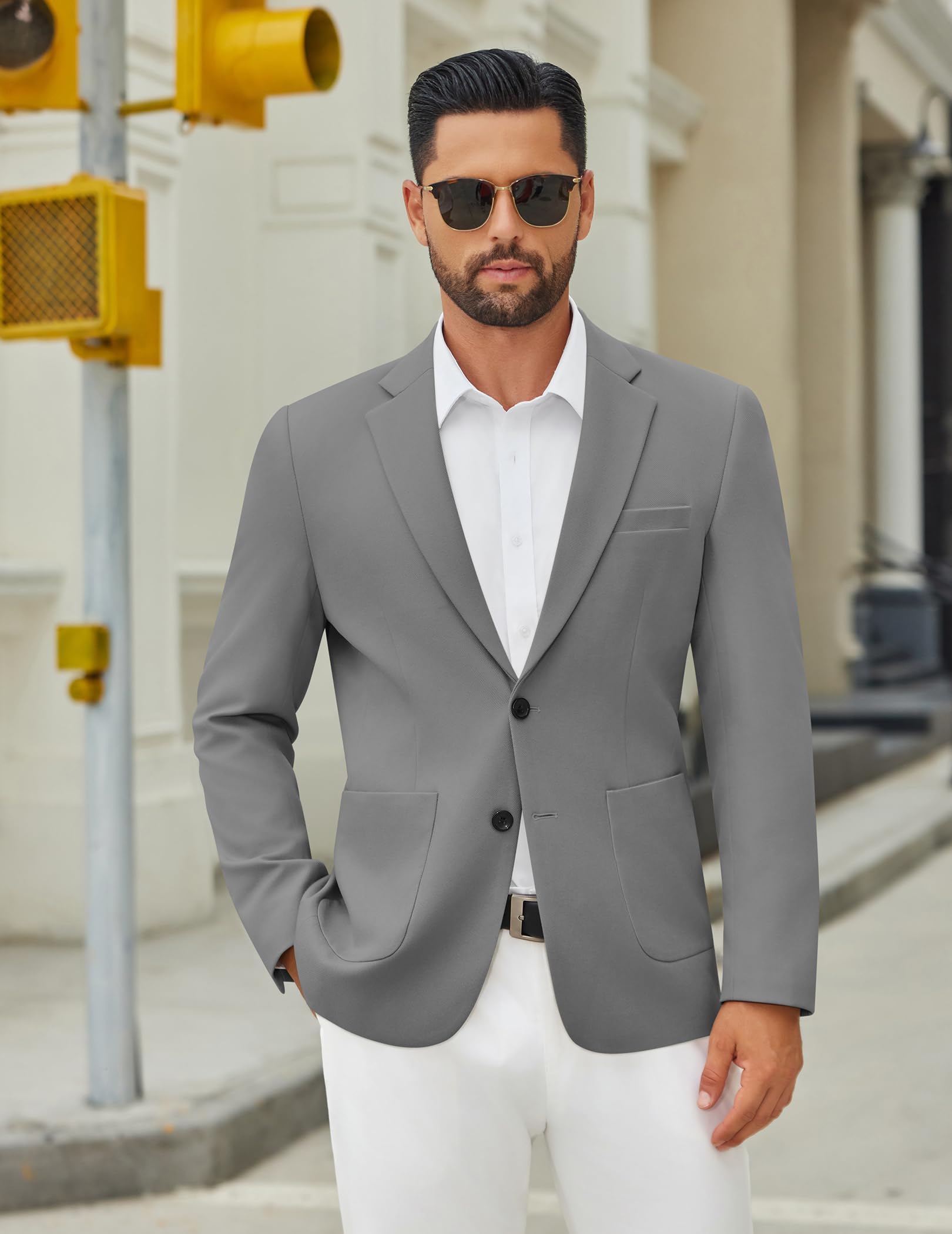 COOFANDY Giacca da uomo casual slim fit due bottoni giacca leggera maglia cappotto sportivo