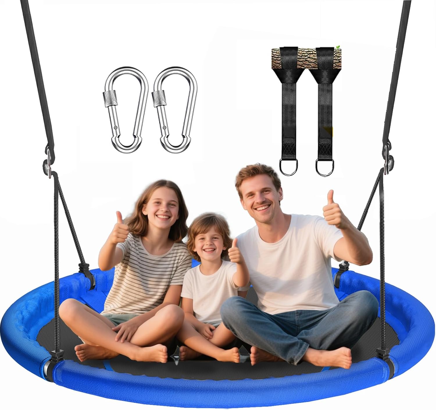 48 inch Saucer Tree Swing for Kids Adult, Larger Flying Swing for Whole Family 700lbs Weight Capacity with Adjustable Hanging Straps 48" Blue