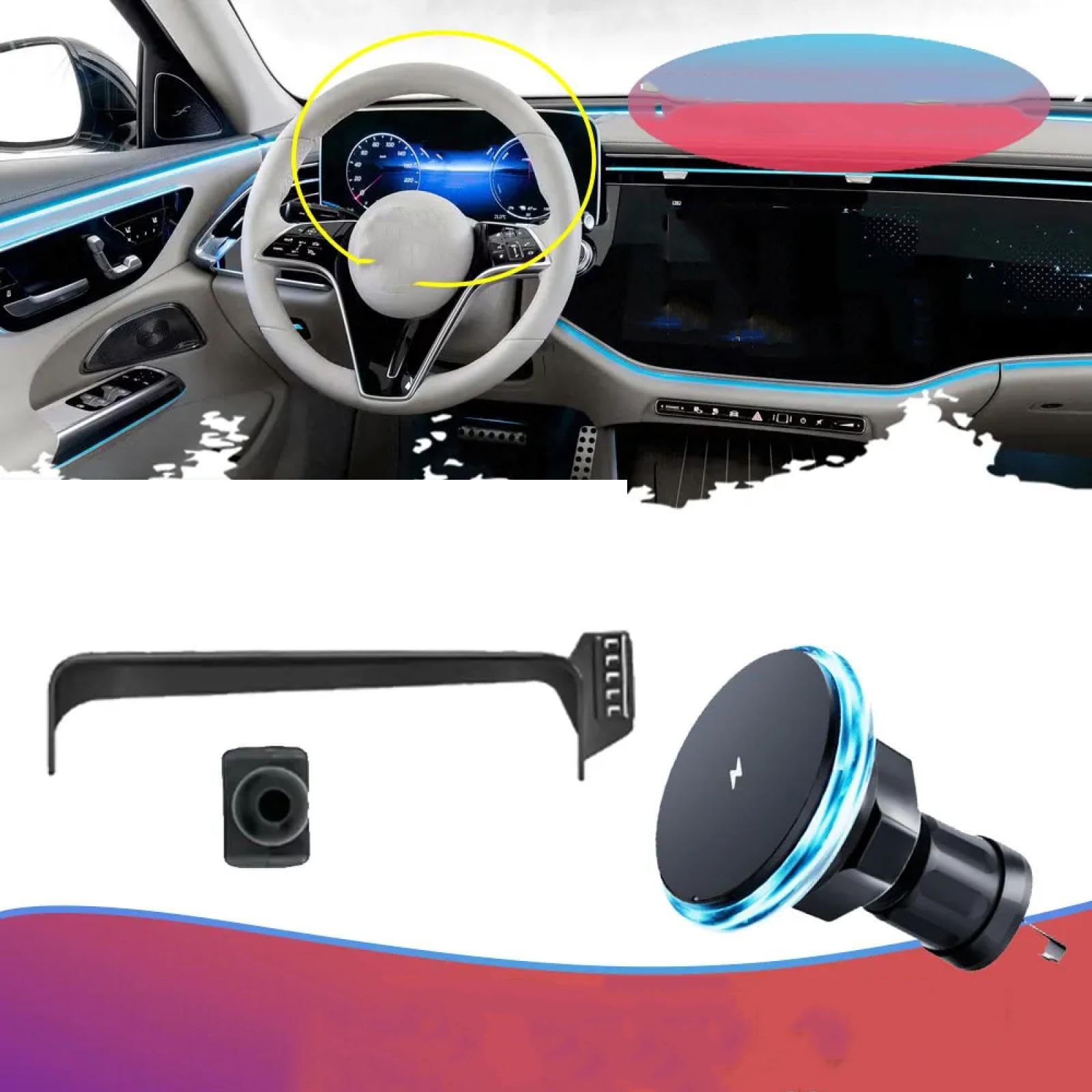 Porta Cellulare Auto per Mercedes-Benz Classe E W214 S214/450 2024-2025, Supporto per Cellulare per Auto con Guida a Sinistra, Supporto per Bocchetta dell'Aria