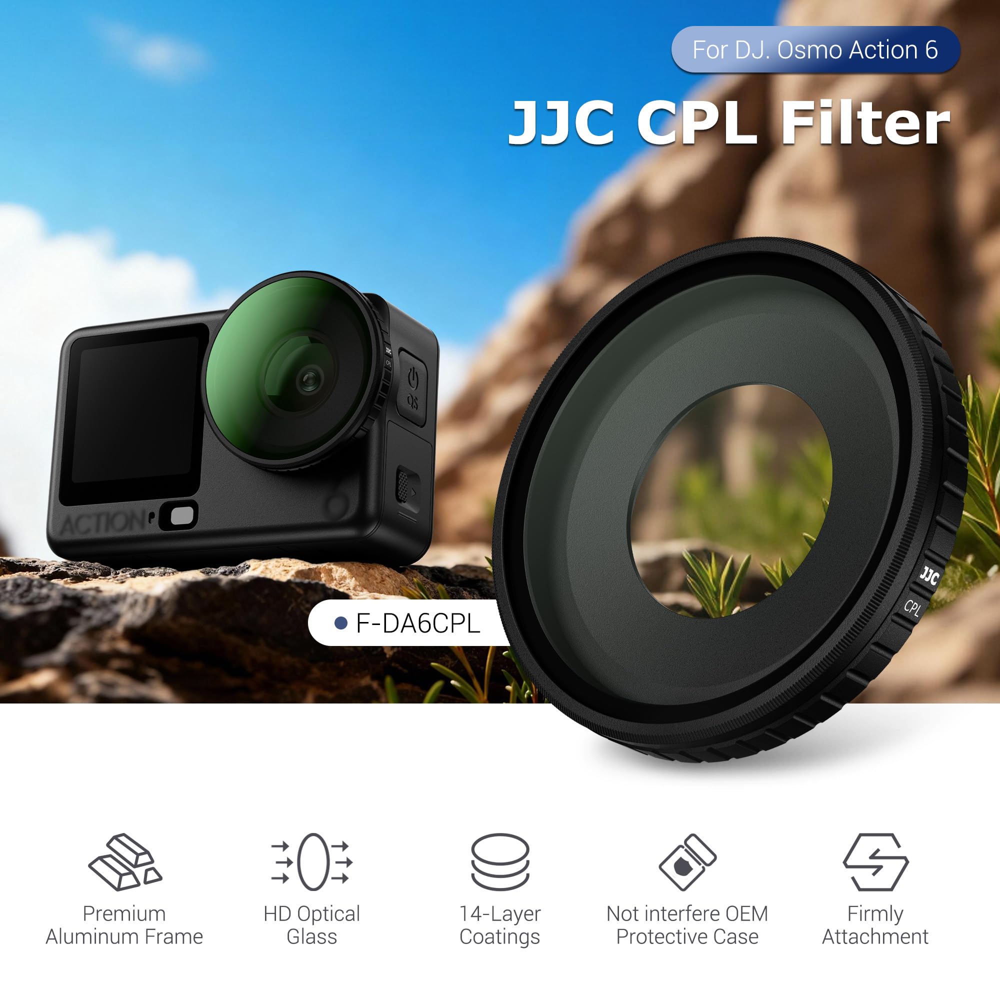 Filtr CPL do DJI Osmo Action 6, okrągły filtr polaryzacyjny do DJI Action 6 z etui do przechowywania