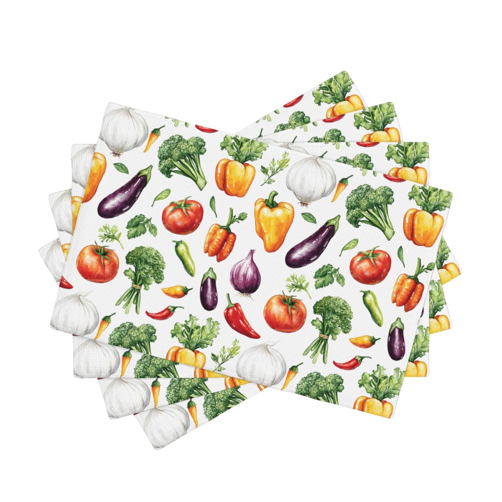 Set de table de salle à manger 30x45cm résistant chaleur lavable faux lin poivron