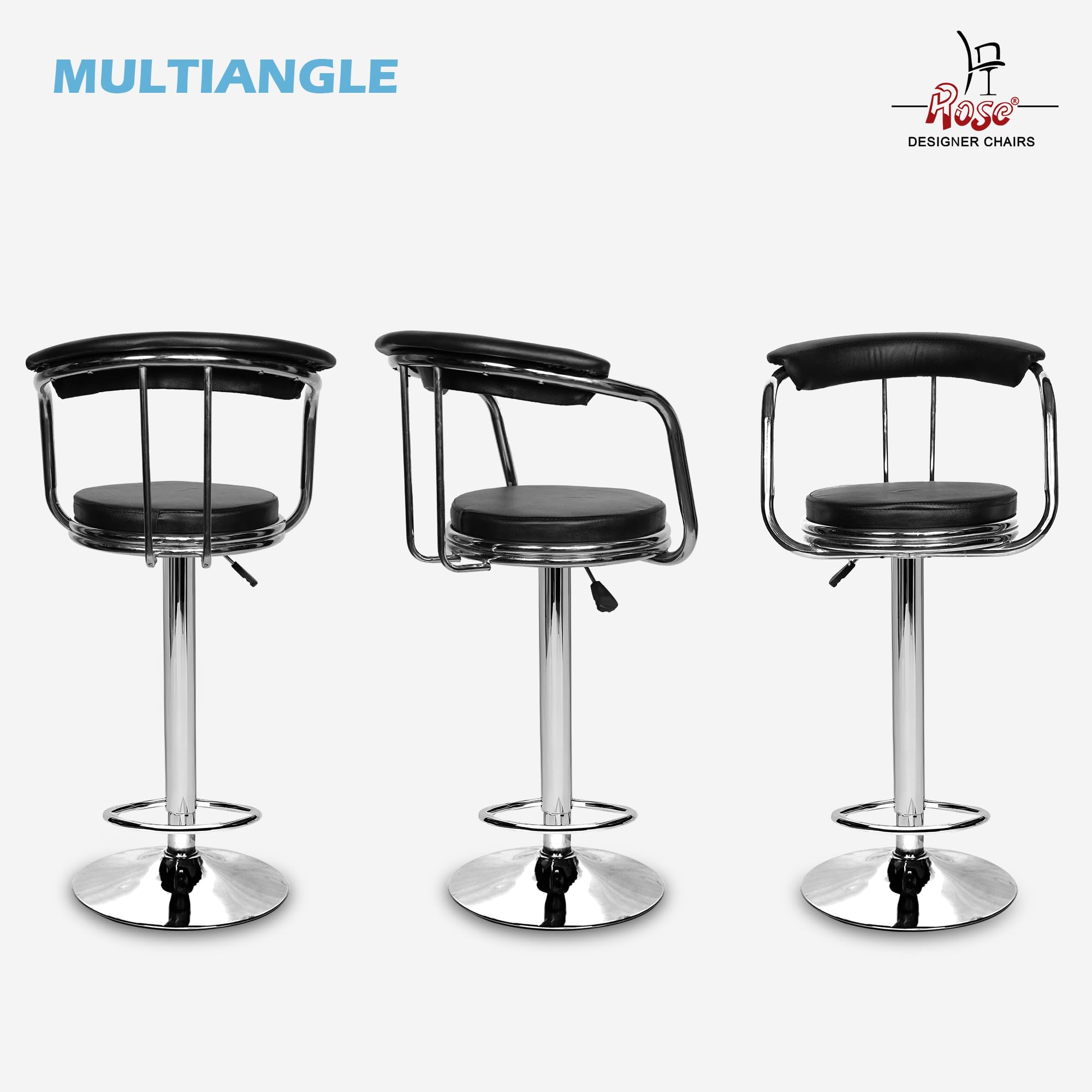 ROSE® Kiya Height Adjustable & Revolving Bar Stool/Kitchen Chair Suitable for Kitchen, Cafeteria, Dining, Office,Shops (Pack of 1) (Jet Black) 3