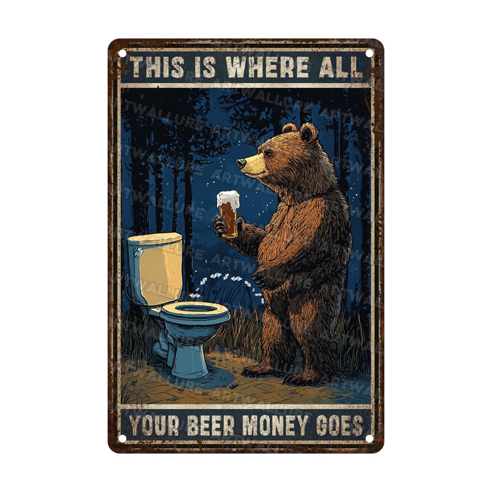 Ingzzaac Metalpostera21289 Aluminium Tin Sign This Is Where All Your Beer Money Goes Beer Wall Decor For Home Bar Backyard Cafe Kitchen 12×8 Inch