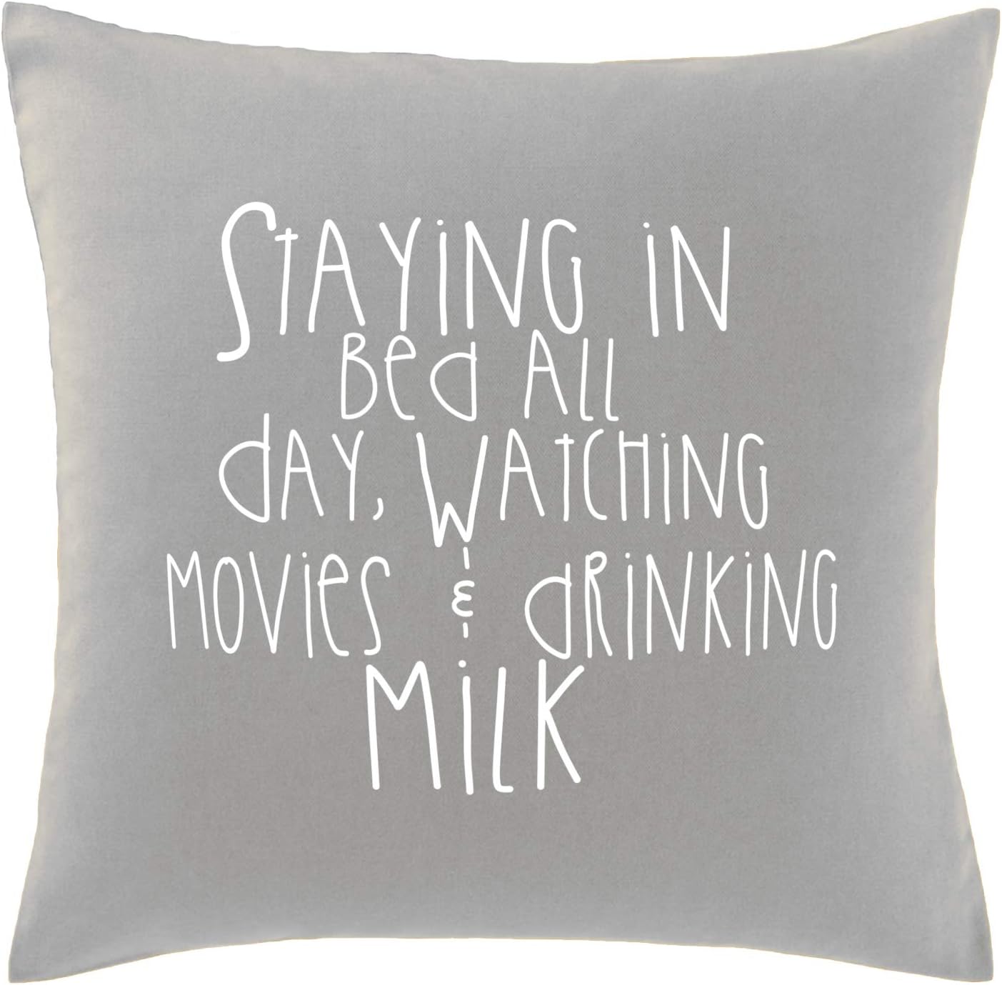 Hippowarehouse Staying In Bed All Day, Watching movies & Drinking Milk Printed bedroom accessory cushion cover case 41x41cm