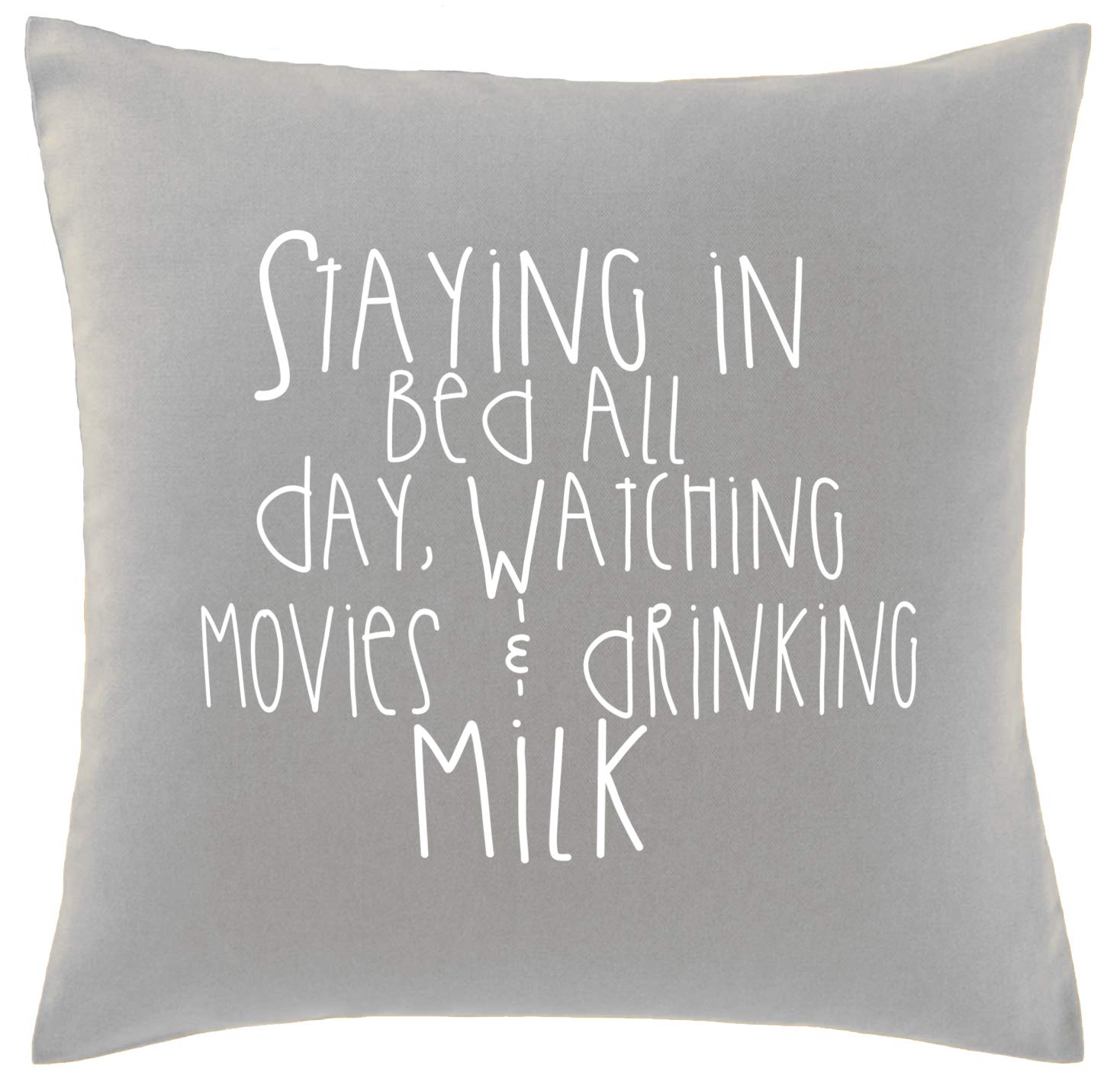Hippowarehouse Staying In Bed All Day, Watching movies & Drinking Milk Printed bedroom accessory cushion cover case 41x41cm