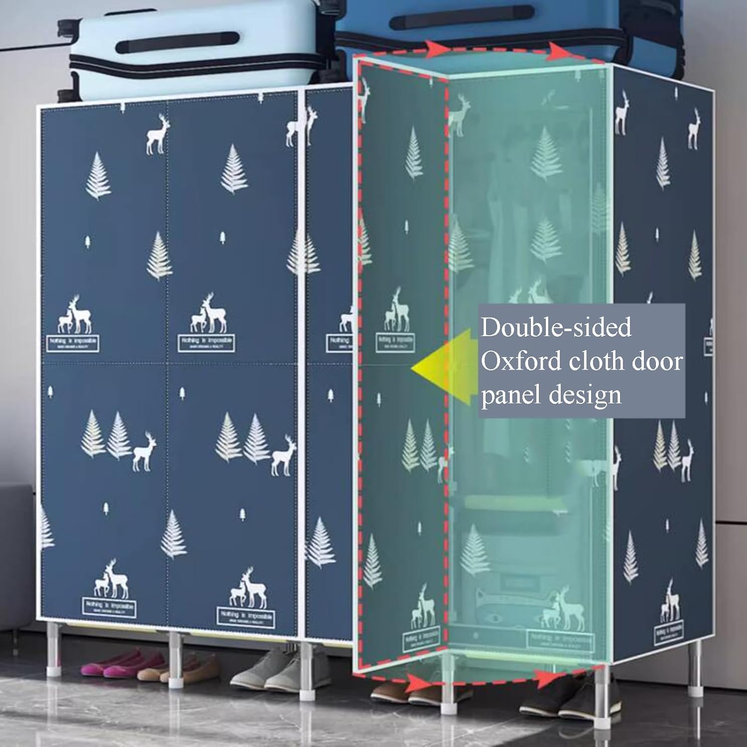 Faltbarer Kleiderschrank Einfacher Schlafzimmer-Kleiderschrank, Stoff-Kleiderschrank, verdicktes Stahlrohr, Kleiderschrank, Schrank, Aufbewahrungsschrank, Schlafzimmer-Armoires Geräumig