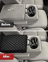 Vista 7 de KBH Center Console Armrest Cover for Ford F150 2004-2010, 40/20/40 Split Bench Jump Seat, Middle Console Lid Protector Thick Pad, Vinyl Leather
