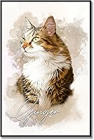 VulcanAce Custom Watercolor Cat Portrait from Photo - Personalized Pet Canvas Wall Art, Ideal Gift for Cat Lovers
