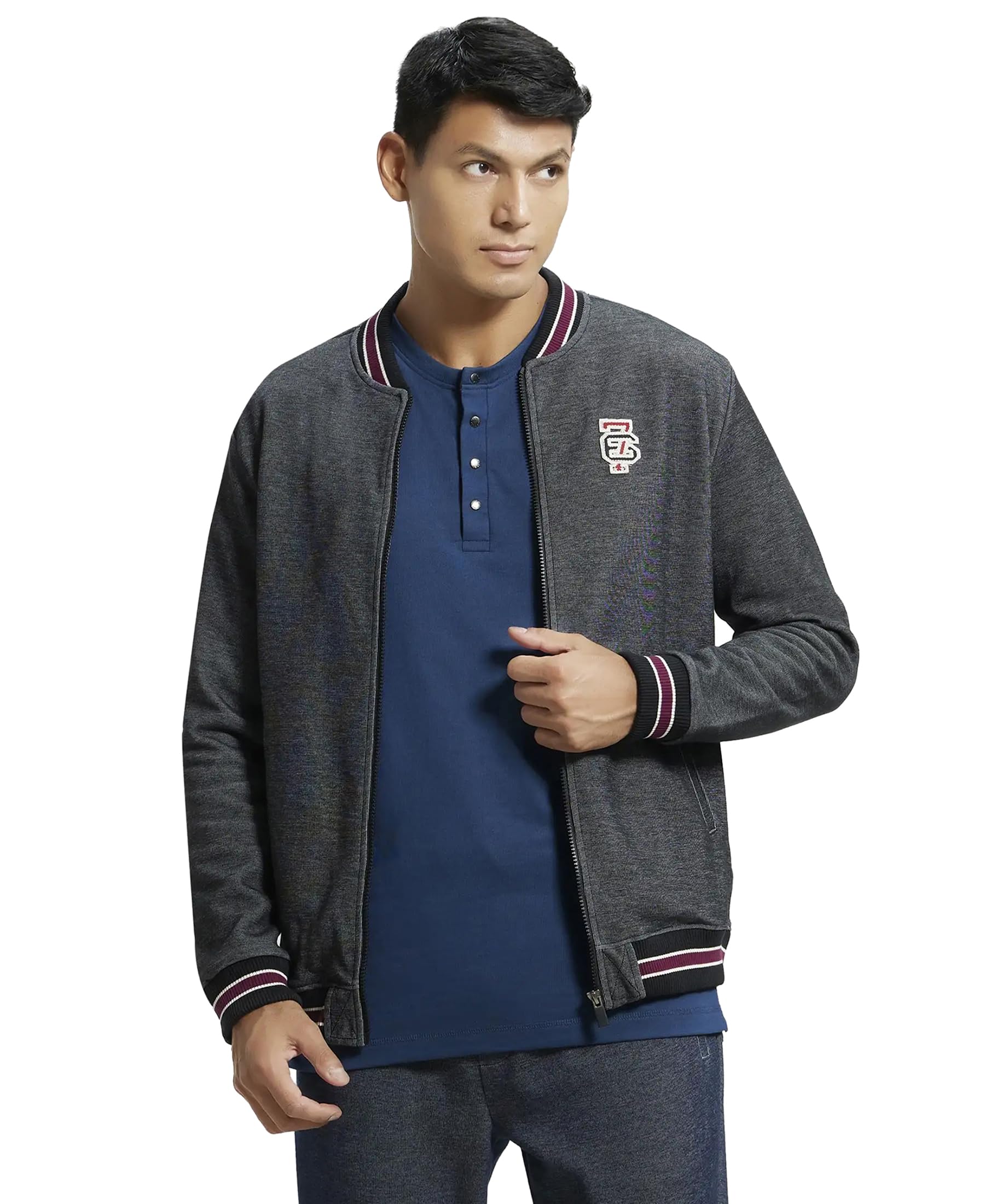 UM35 Men's Super Combed Cotton Rich Standard Jacket with Ribbed Cuffs and Convenient Side Pockets-image-11
