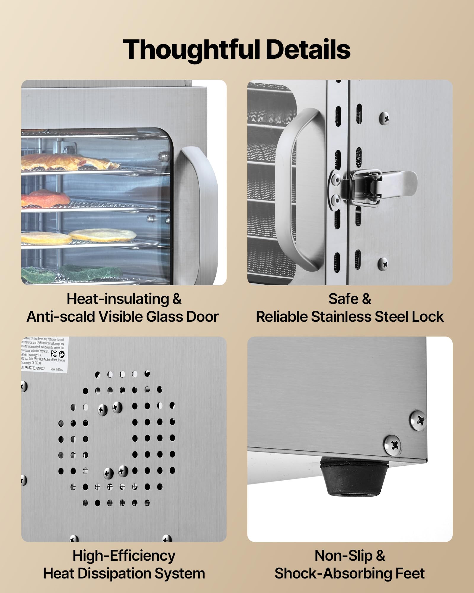 VEVOR Deshidratador de Alimentos 6 Bandejas de Acero Inoxidable Secador de Alimentos Eléctrico 400 W con Temperatura Ajustable y Temporizador de 24 Horas para Cecina, Frutas, Verduras, Hierbas