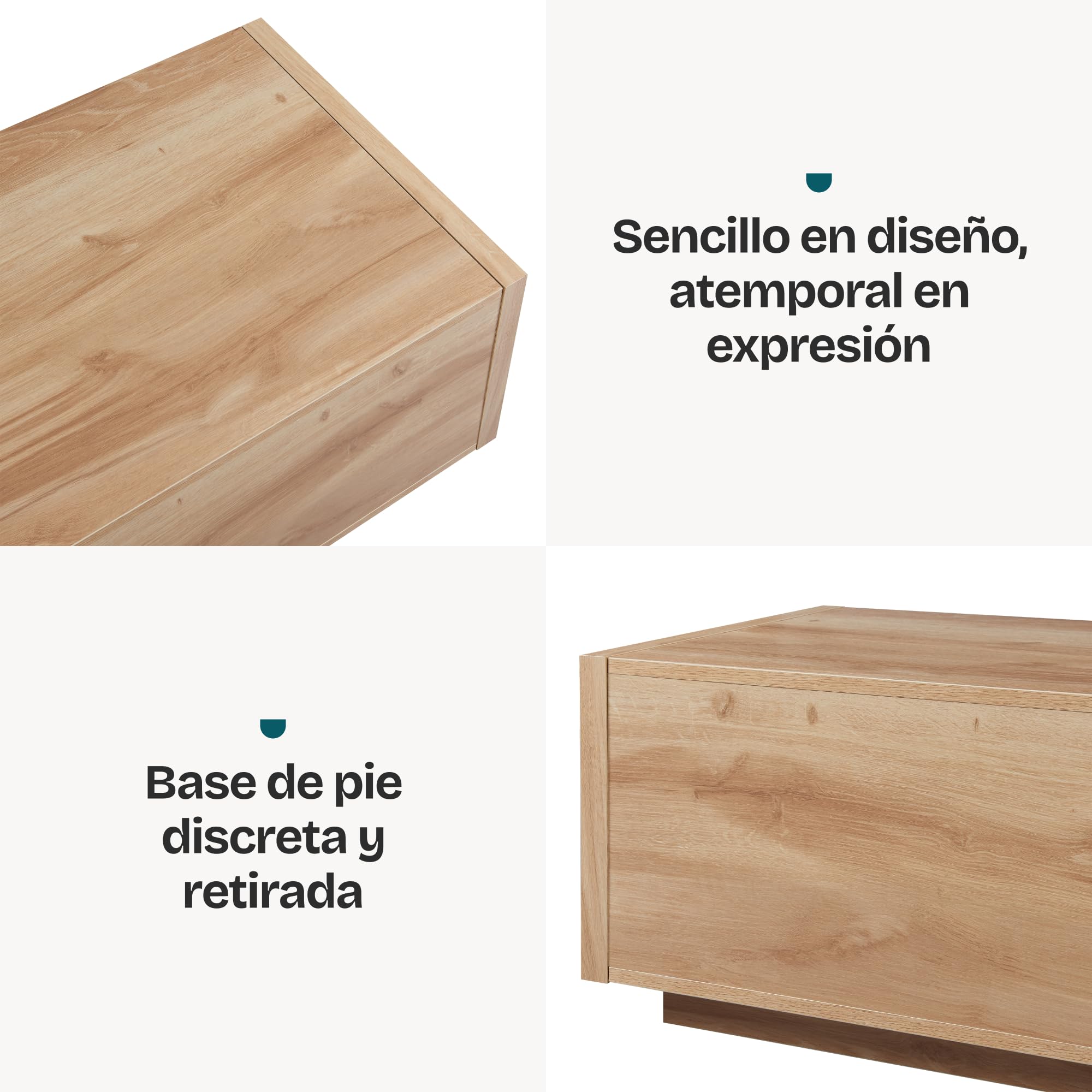 [en.casa] Mesa de Centro Turur con 2 Cajones y Tablero Rectangular Mesita de Café Mesa Auxiliar de Sofá Salón Despacho MDF Aglomerado 104 x 50 x 40 cm - Efecto Roble